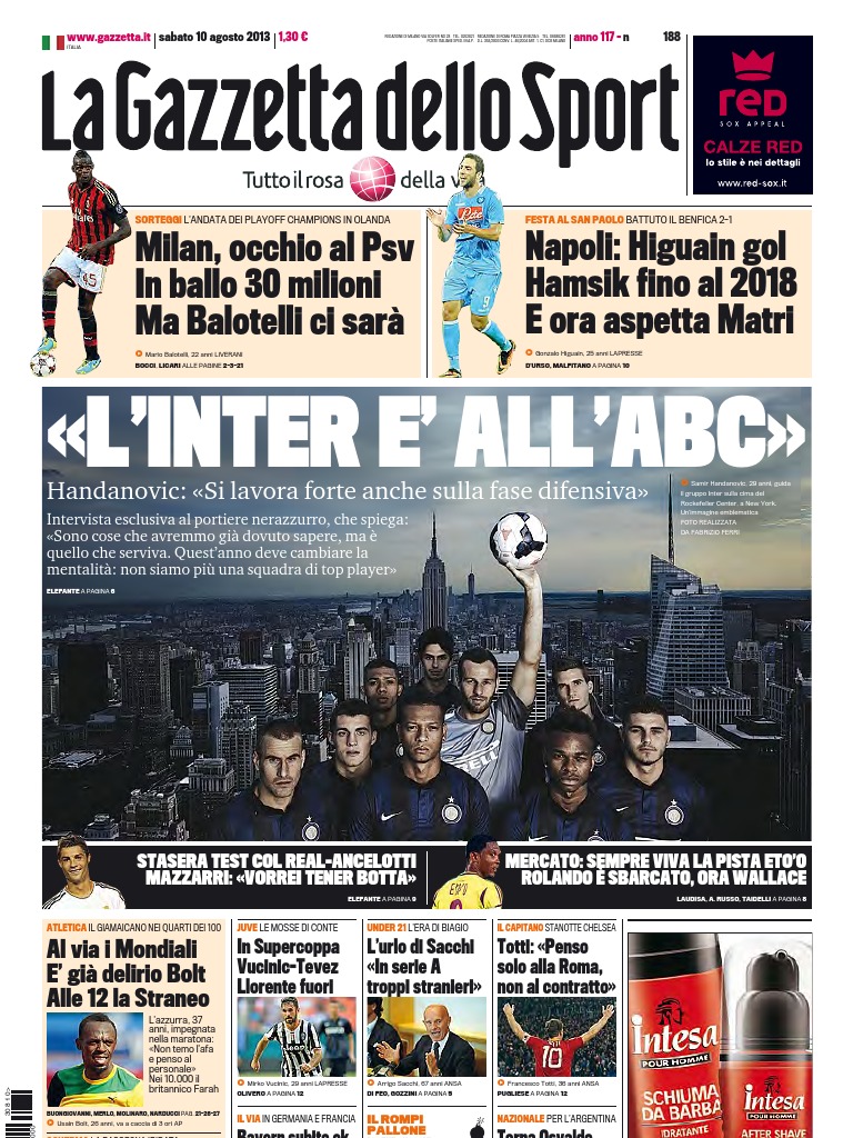 La Gazzetta Dello Sport 10 08 2013 MDP | PDF, image size:768x1024
