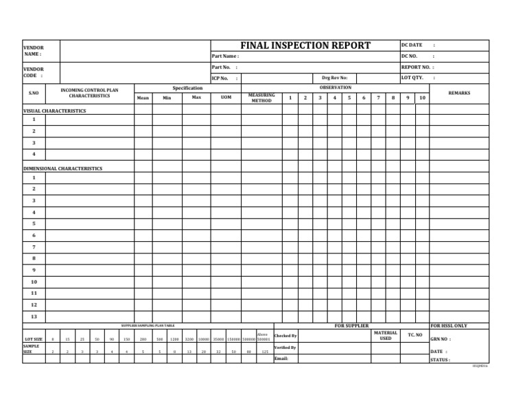Final Inspection Report Format Guide | PDF