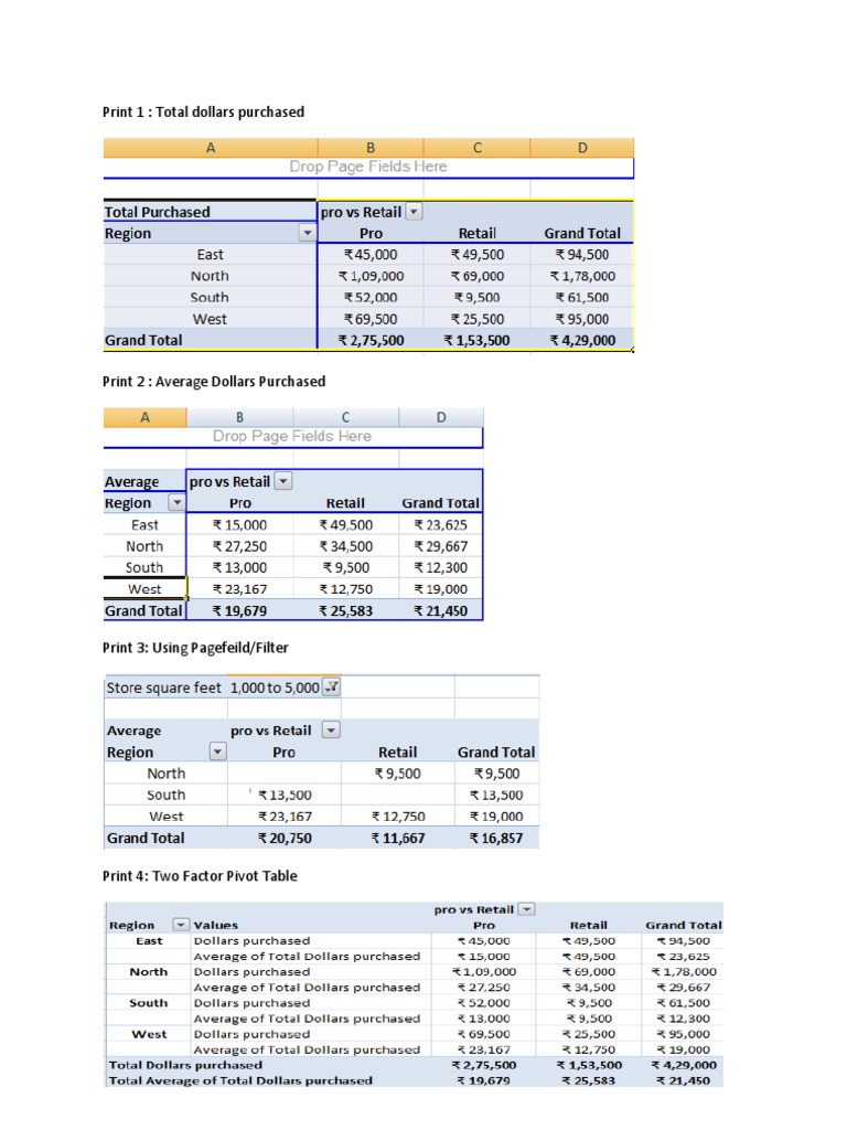 Pivot Table Analysis and Filters Guide | PDF