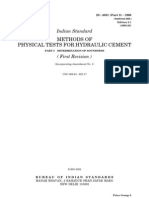 Methods of Physical Tests For Hydraulic Cement: Indian Standard