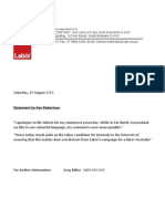 THE STATE SECRETARY, ALP (QLD.) PO Box 5032 West End Q 4101 1st Floor, TLC Building, 16 Peel Street, South Brisbane Q 4101