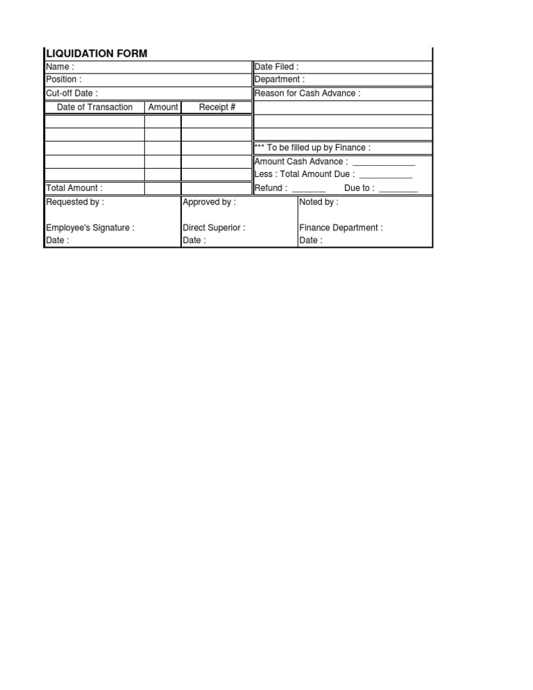 Liquidation Form Template | PDF