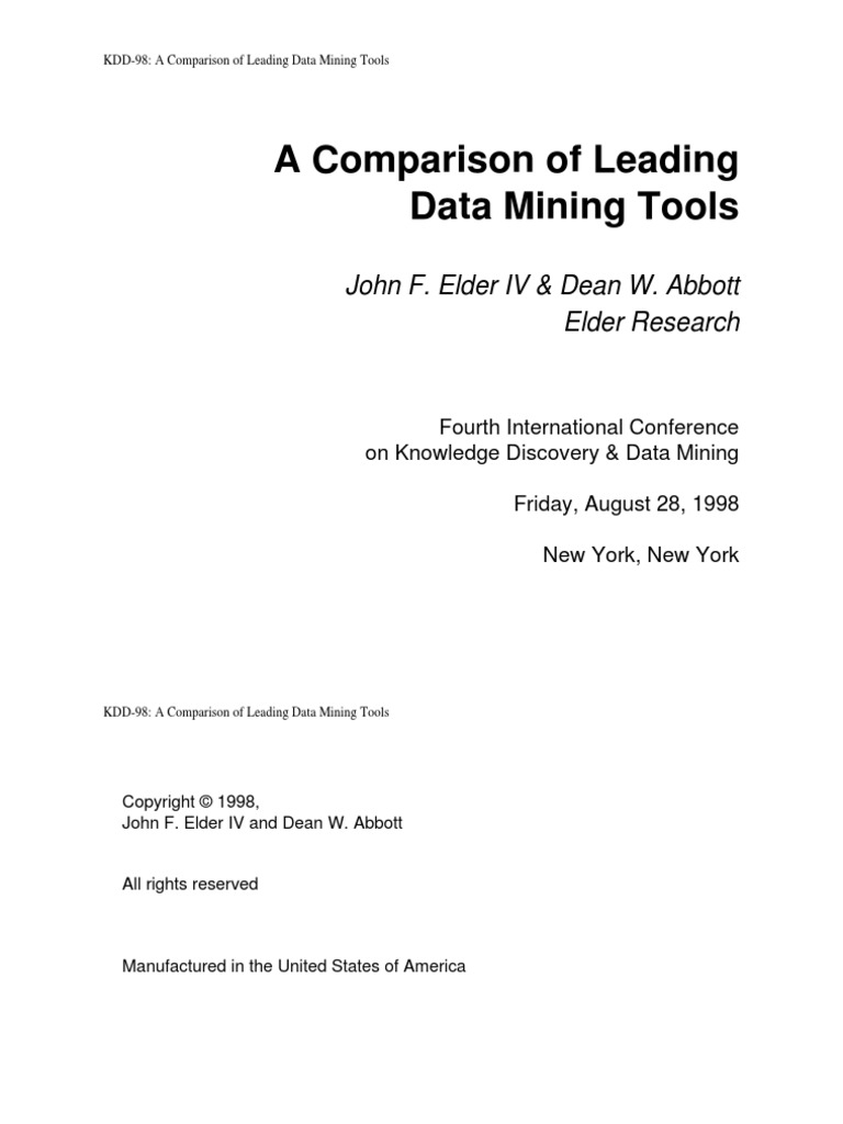 A Comparison of Leading Data Mining Tools | PDF | Business | Technology ...