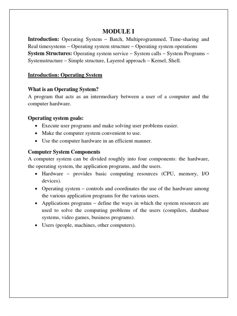 OS Module I | PDF | Operating System | Computer Program