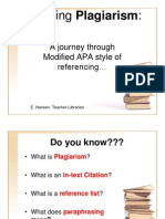 Avoiding Plagiarism:: A Journey Through Modified APA Style of Referencing