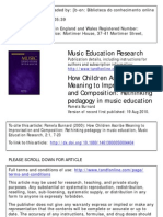 Music Education Research: To Cite This Article: Pamela Burnard (2000) : How Children Ascribe Meaning To