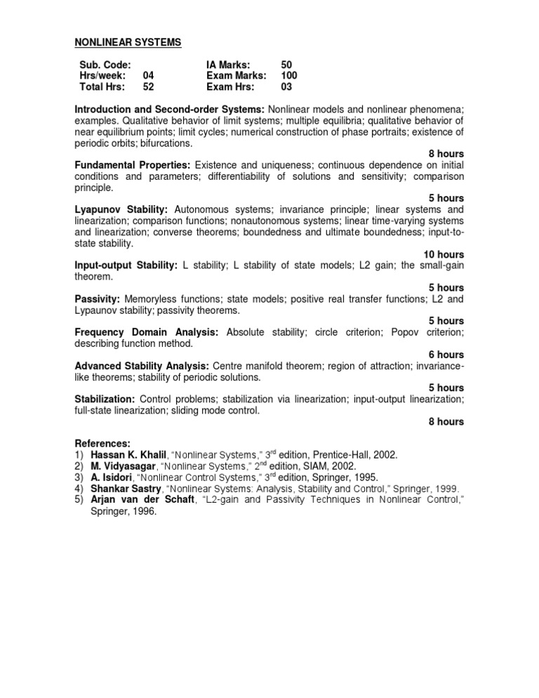 Nonlinear Systems: Analysis and Stability | PDF | Stability Theory ...