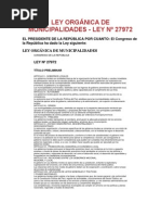 LEY ORGÁNICA DE MUNICIPALIDADES