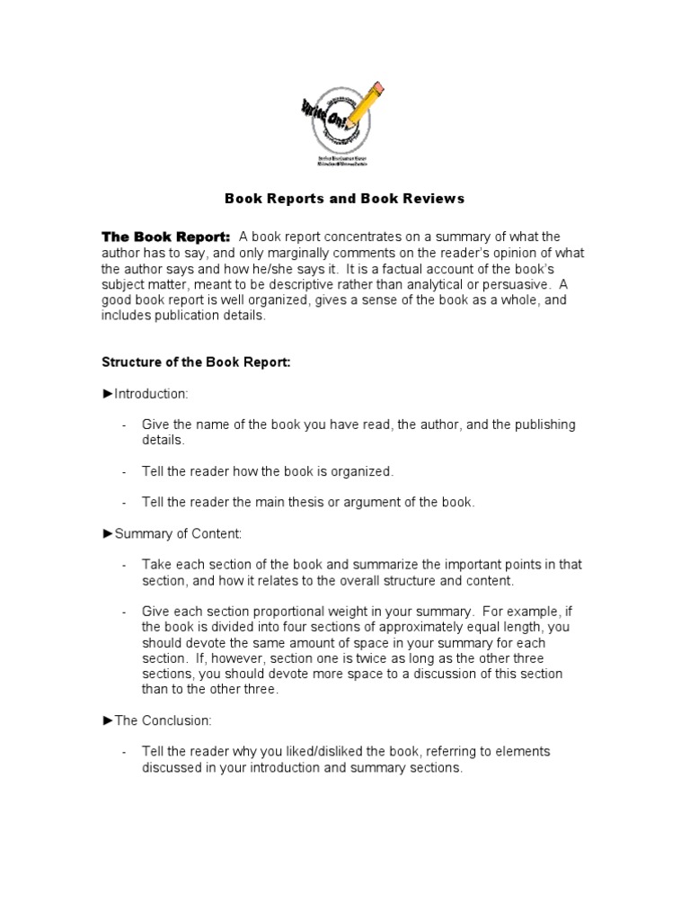 structure of book report sample paper
