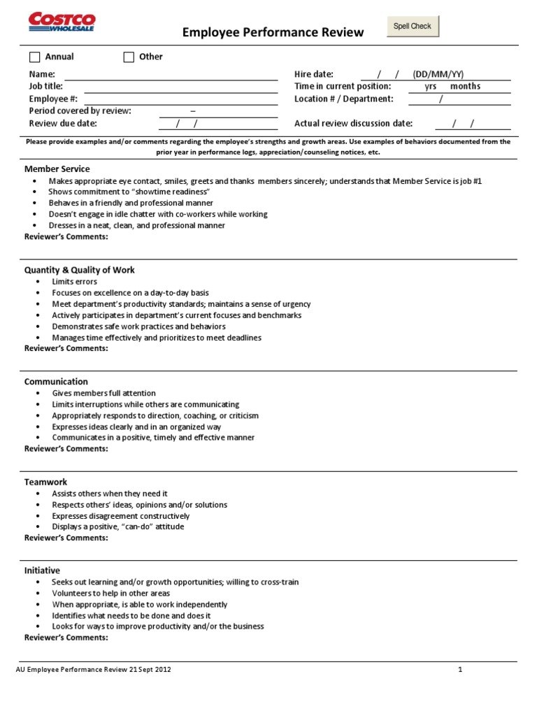 AU Employee Performance Review - Hourly | PDF | Employment ...
