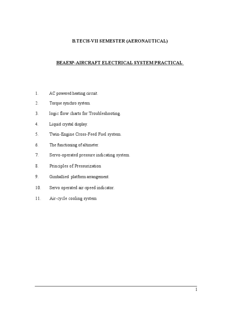 Aircraft Electrical Systems Lab Guide | PDF