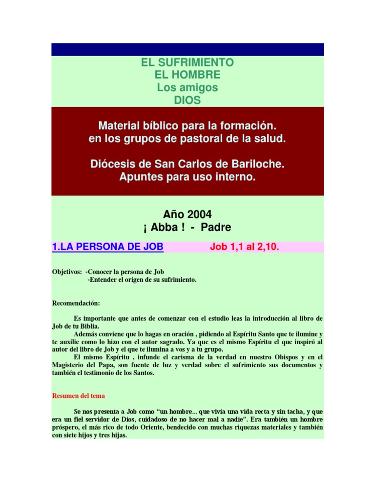 Estudio sobre el sufrimiento en Job | PDF | Libro de trabajo | Sufrimiento