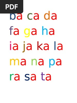 Ba Ca Da Fa Ga Ha Ia Ja Ka La Ma Na Pa Ra Sa Ta Va Wa Ya Za