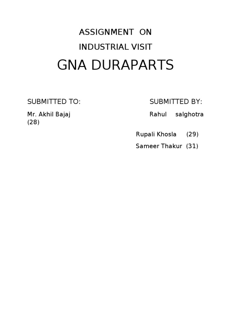 Assignment on Gna Gear Axle