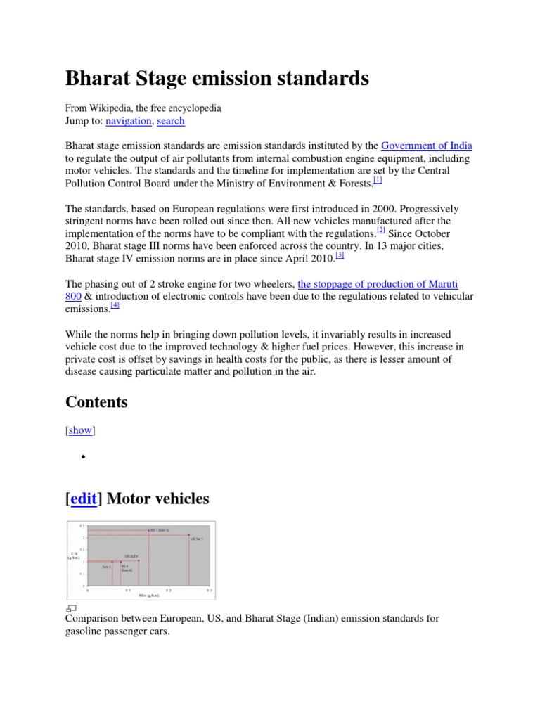 Bharat Stage Emission Standards Overview | PDF | Emission Standard ...