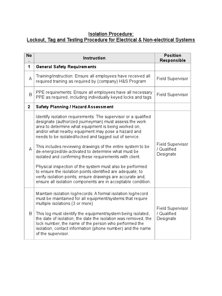 Tagging and Lockout Procedure | PDF | Engineering | Safety