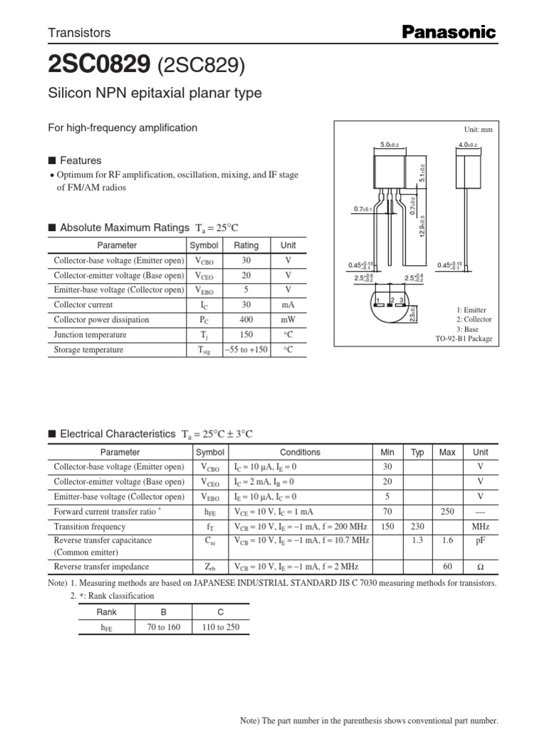 C829 | PDF | Bipolar Junction Transistor | Electromagnetism