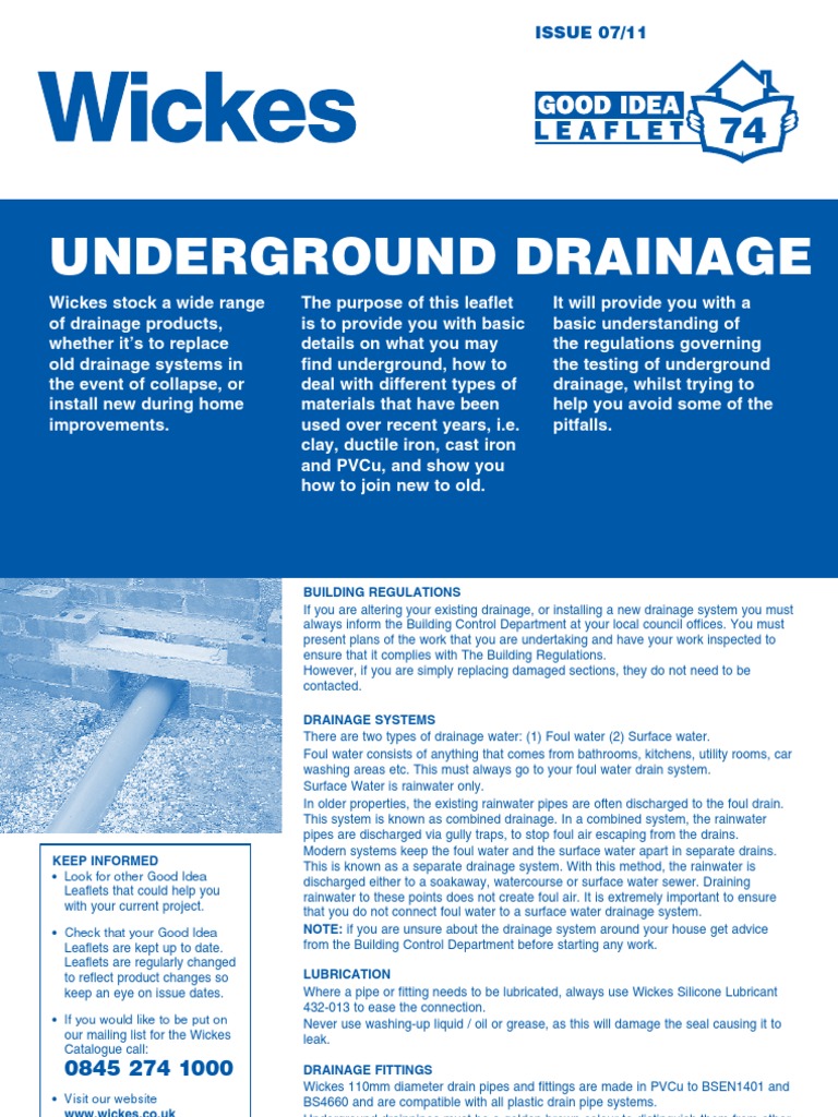 Wickes Underground Drainage PDF Drainage Pipe (Fluid Conveyance)