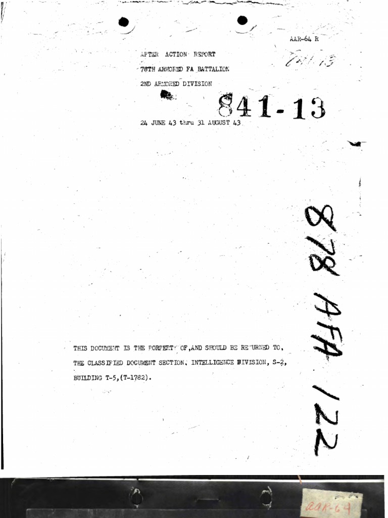 WWII 18th Armored Battalion Operations Report | PDF | Military ...
