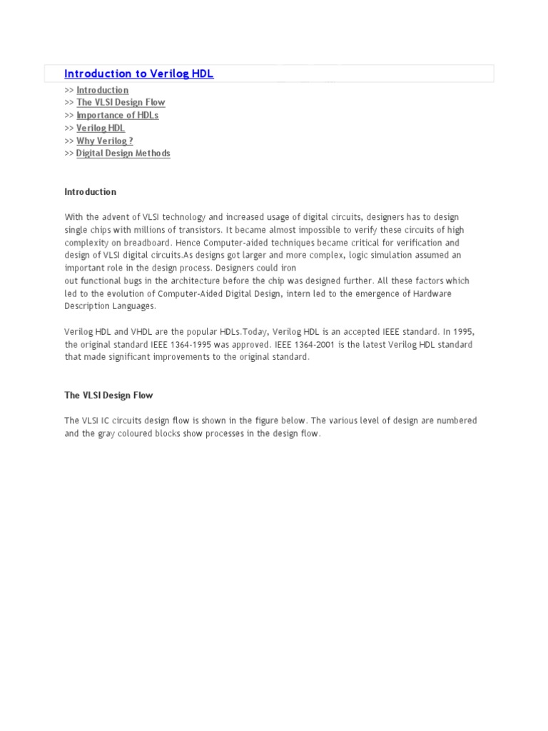 Introduction To Verilog HDL | PDF | Hardware Description Language ...