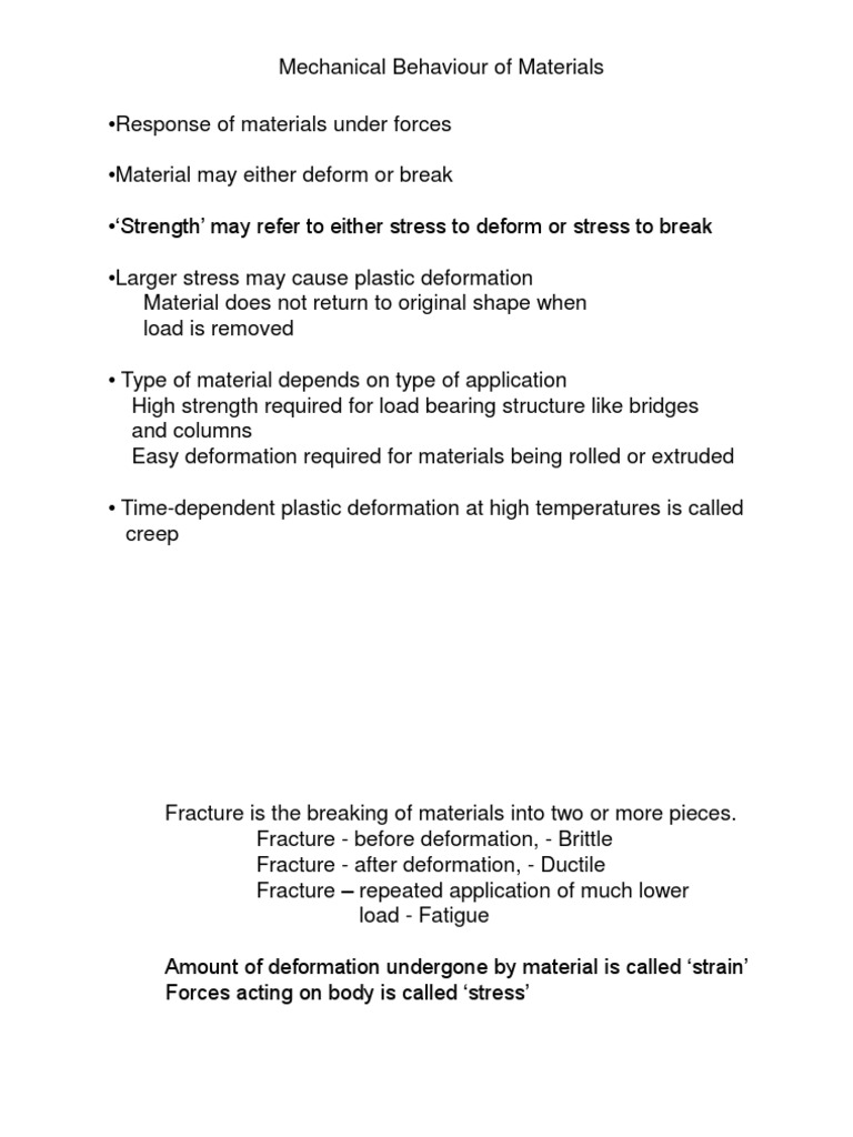 Mechanical Behaviour of Materials | PDF