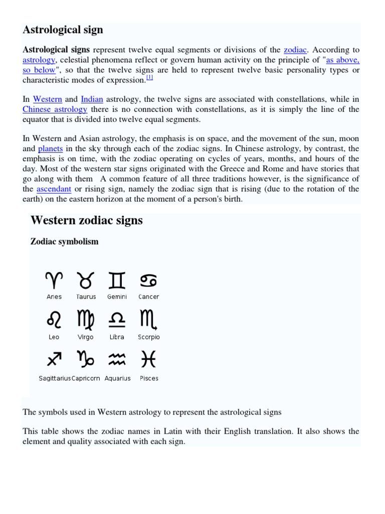 Zodiac Signs and Their Symbols Explained | PDF | Astrological Sign ...