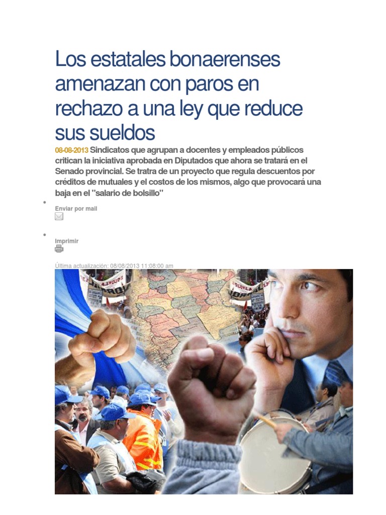Los Estatales Bonaerenses Amenazan Con Paros en Rechazo A Una Ley Que ...