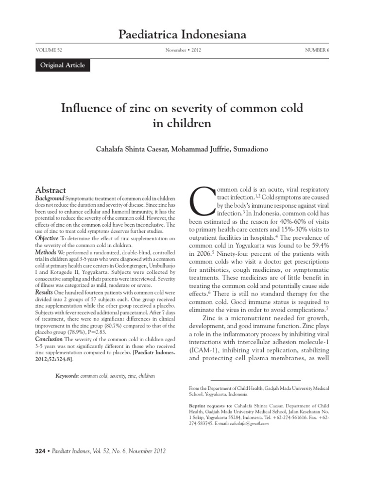 common cold research paper