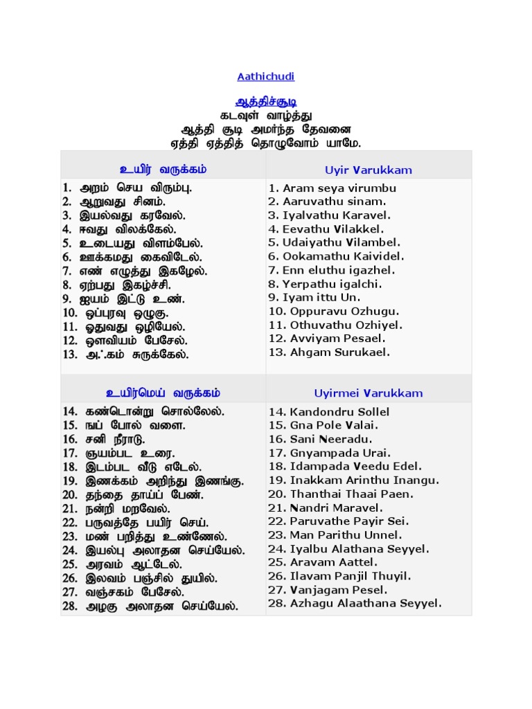 Aathichudi 001 | PDF