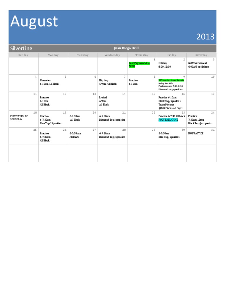 August Calendar | PDF