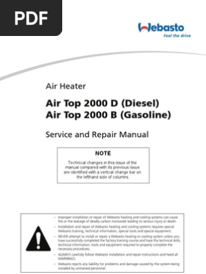 Webasto Top 2000 B Service and Repair Manual | PDF | Hvac | Combustion