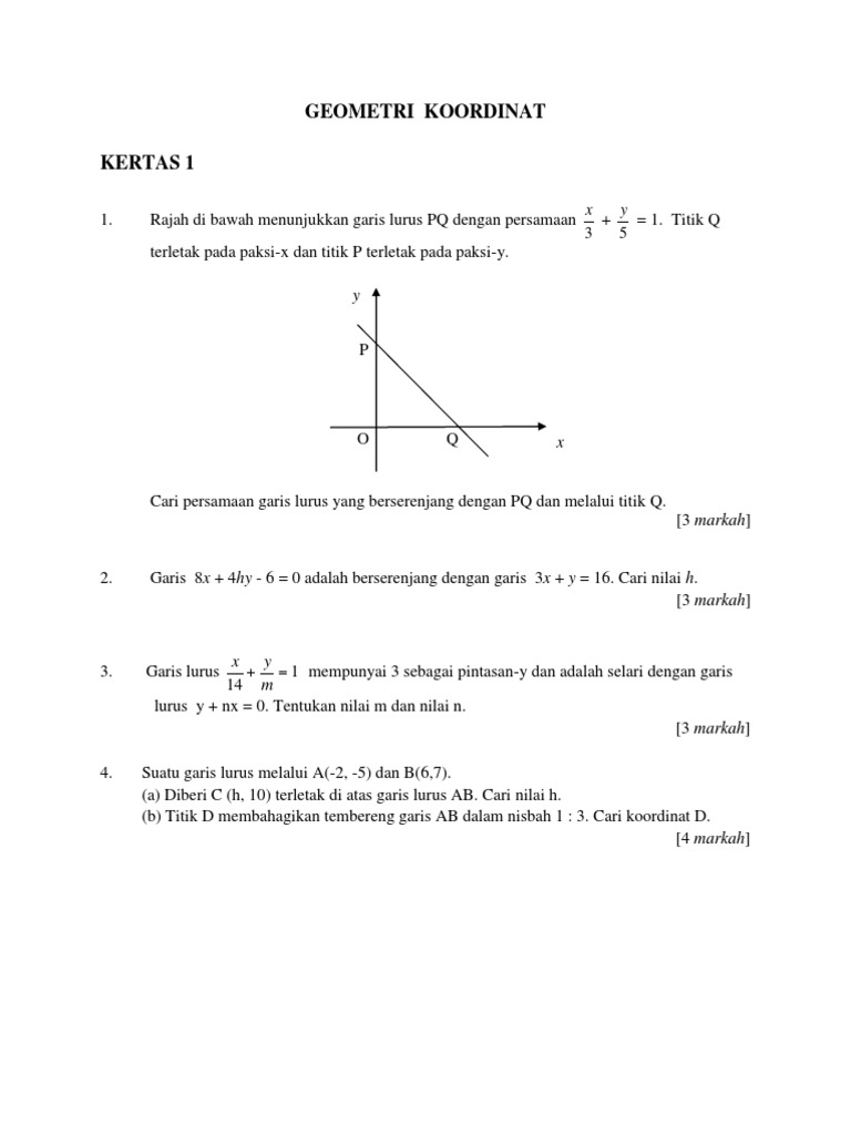 Matematik Tambahan Geometri Koordinat Pdf