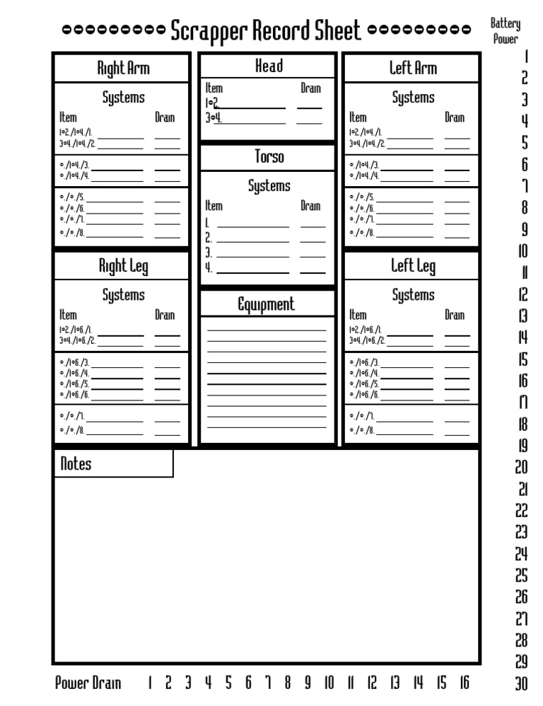 Scrapper Power Drain Record Sheet | PDF | Computers | Technology ...