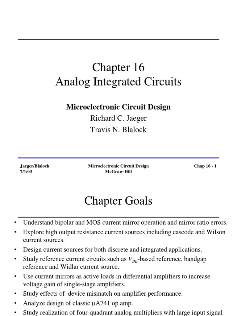 Chap16Analog Integrated Circuits PDF Bipolar Junction Transistor