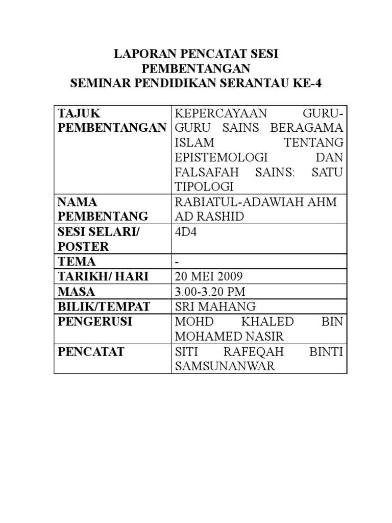 Laporan Sesi Selari 4D4 | PDF