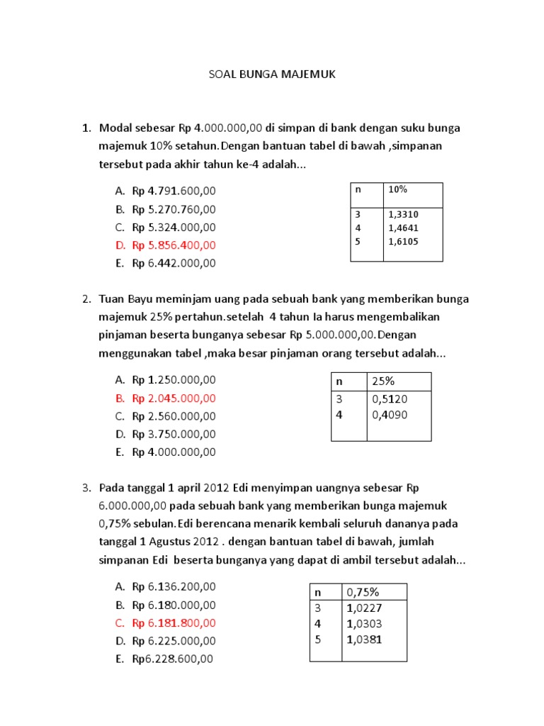 Soal Bunga Majemuk  PDF