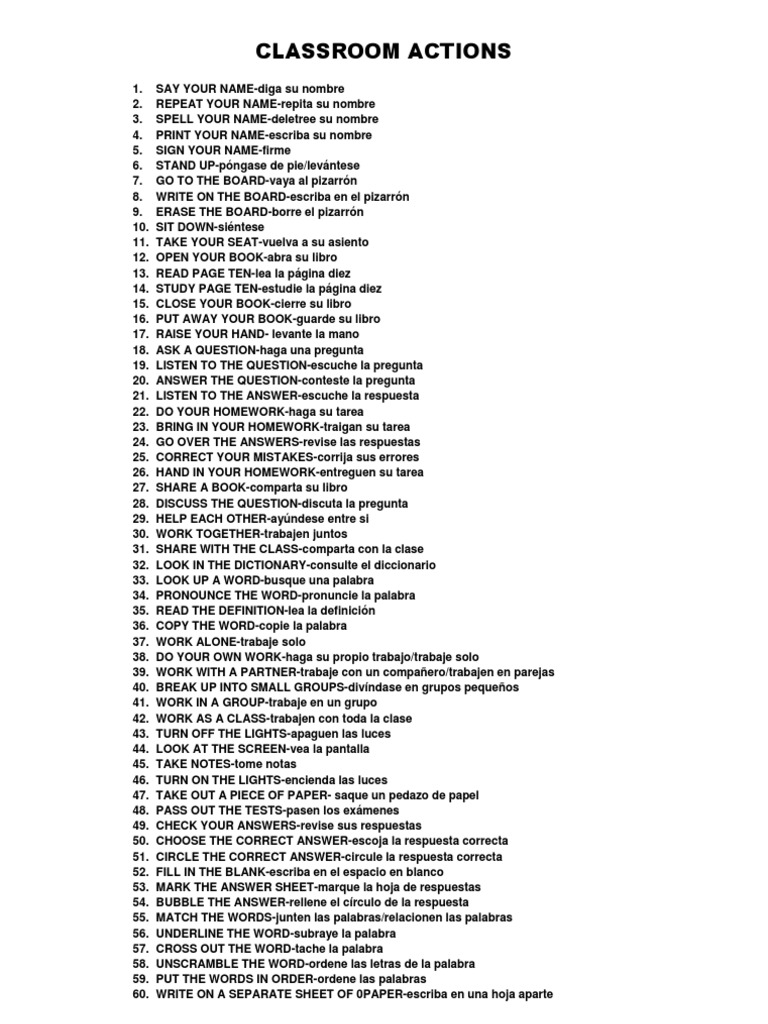 Classroom Actions | PDF | Crecimiento personal y profesional | Artes ...