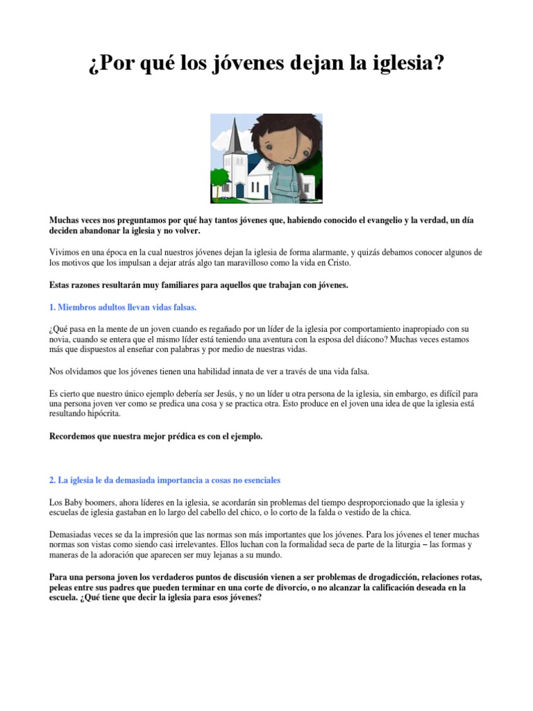 Razones por las que los jóvenes dejan la iglesia | PDF | Adultos | Juventud