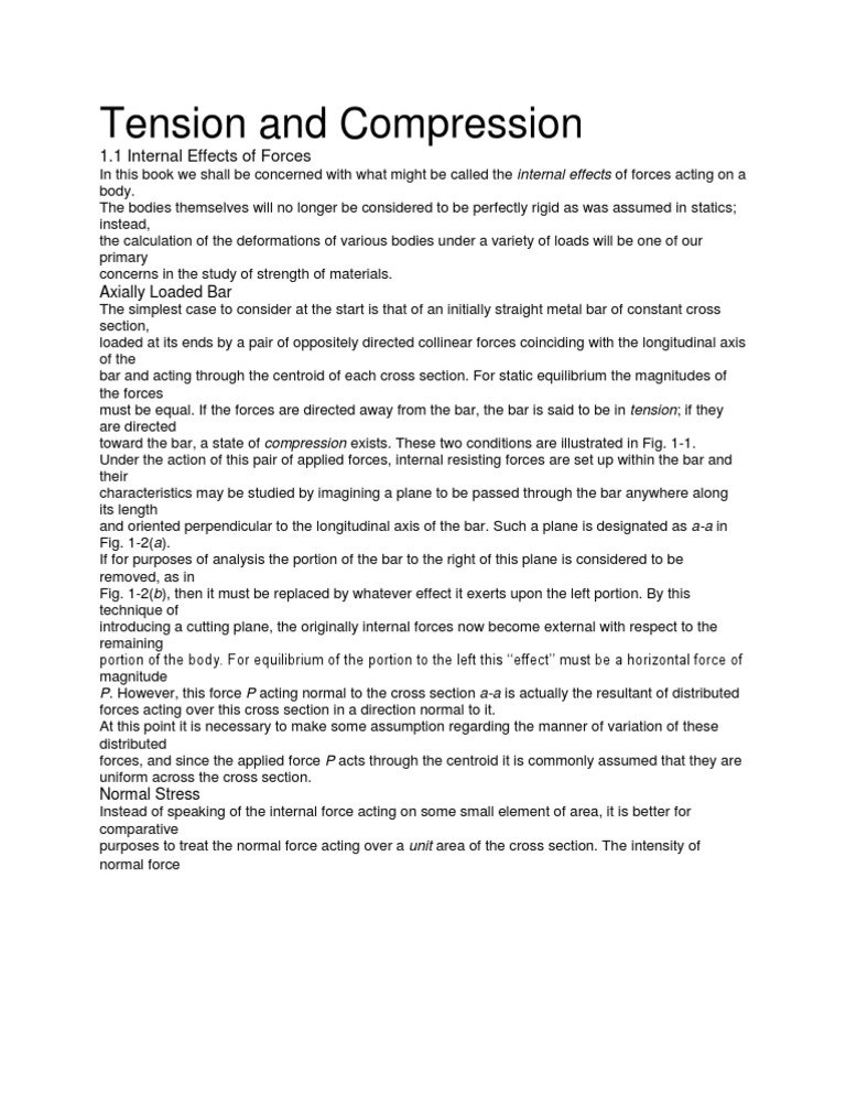 Tension and Compression in Materials | PDF