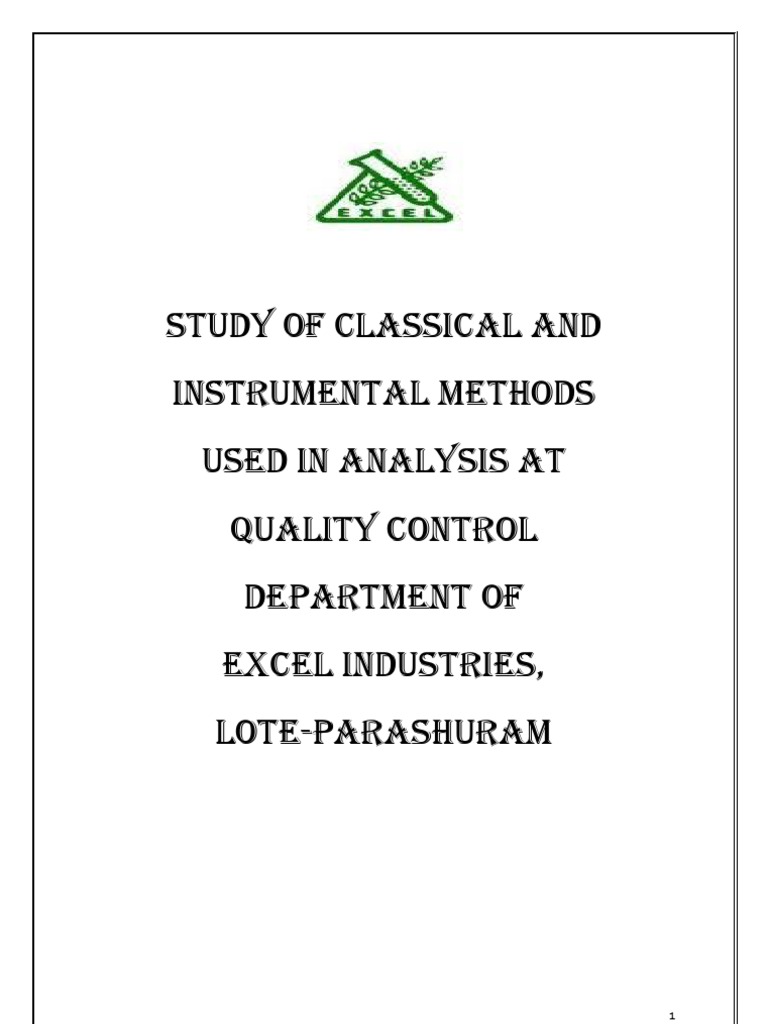 Quality Control Methods at Excel Industries | PDF | Gas Chromatography ...