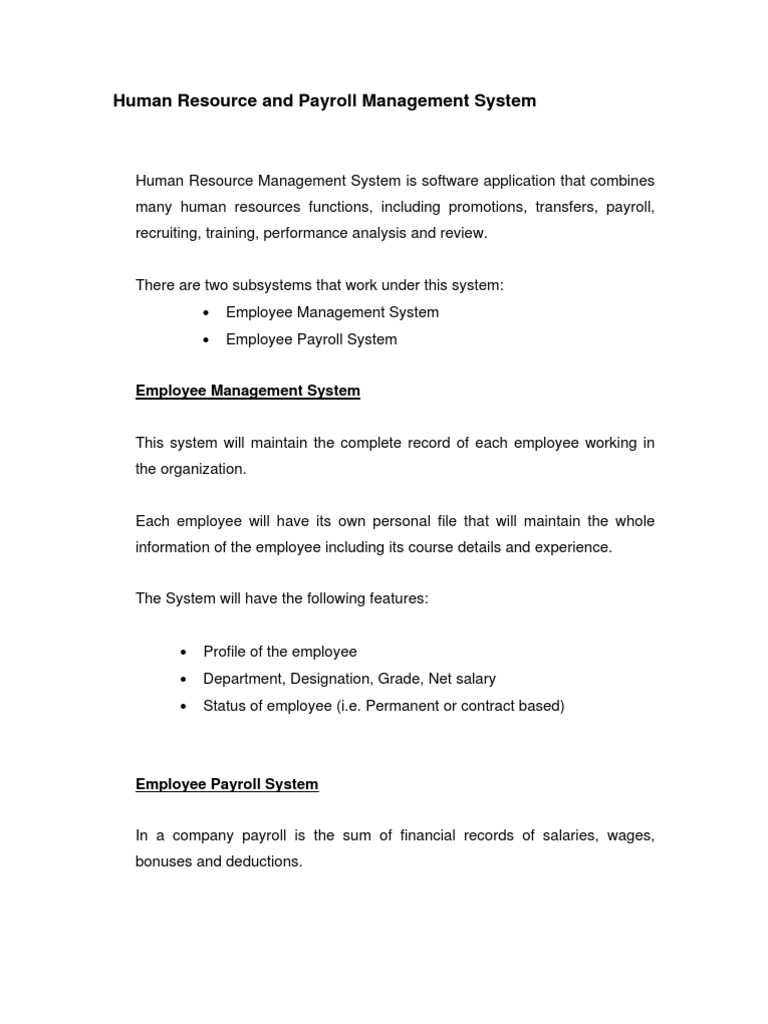 Human Resource & Payroll Management System | PDF