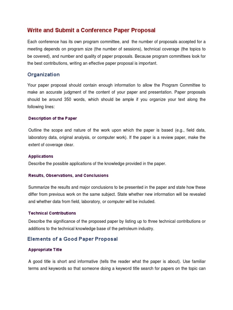 words How to write a paper proposal for a conference {}