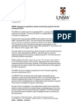 UNSW Response To Questions Raised Concerning Research Into The Compound DZ13
