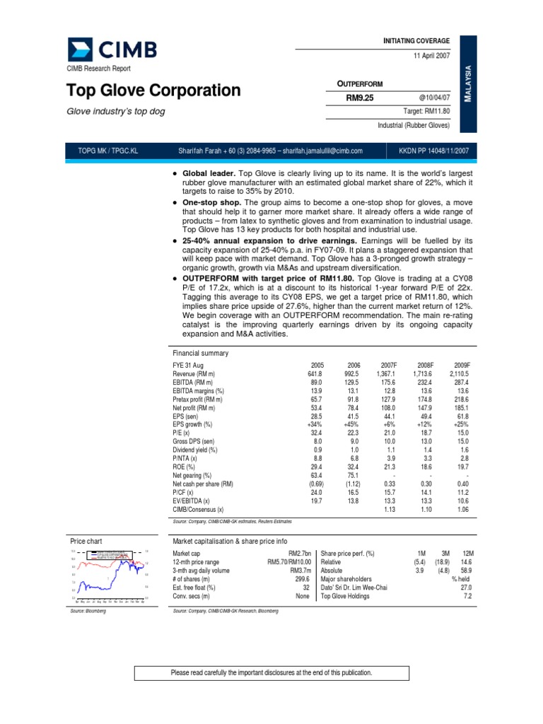 Top Glove Corporation PDF Securities (Finance) Dividend