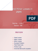 Major and Minor Losses in Pipes