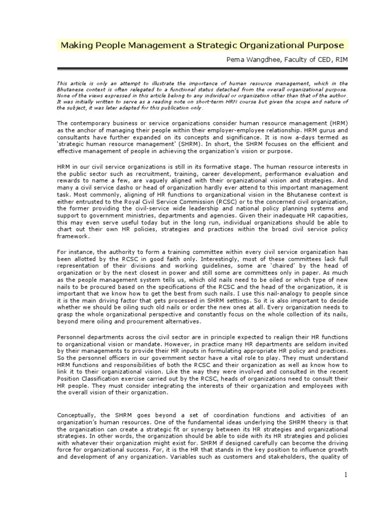 Understanding HR's Strategic Role | PDF | Human Resource Management ...