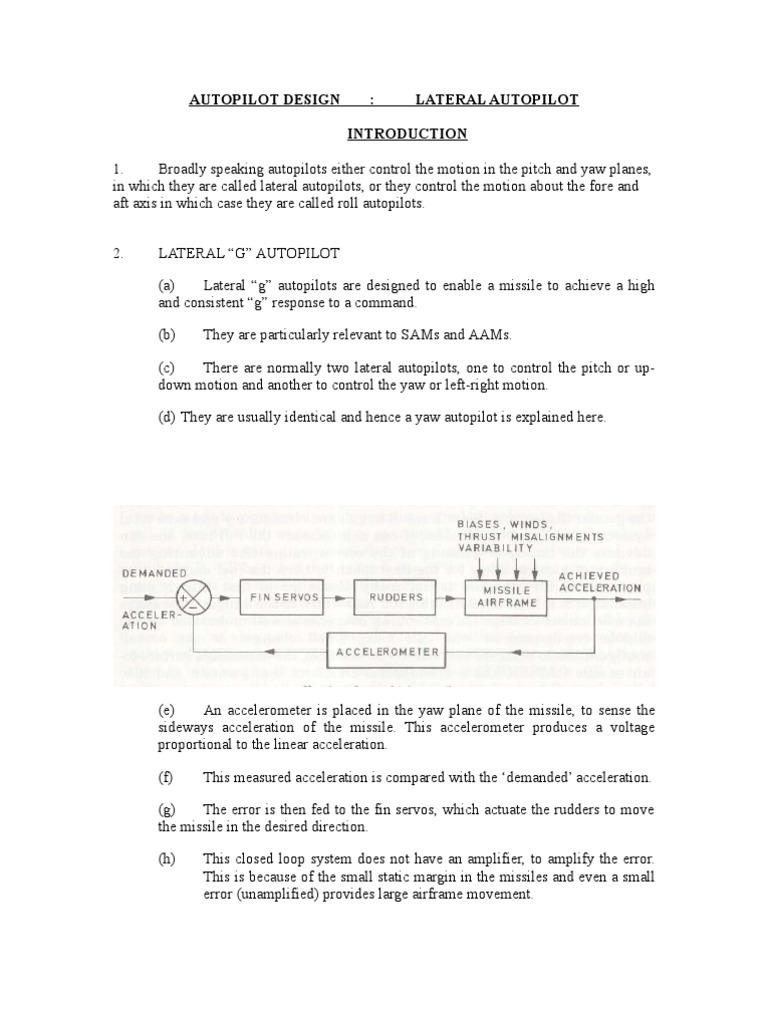 Lateral Autopilot Design for Missiles | PDF | Flight Dynamics (Fixed ...