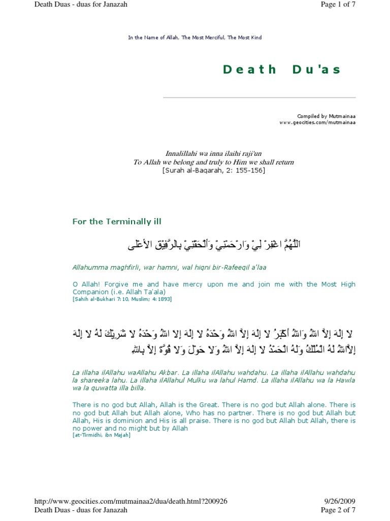 DUAs For Dead | PDF | Islamic Texts | Theocracy
