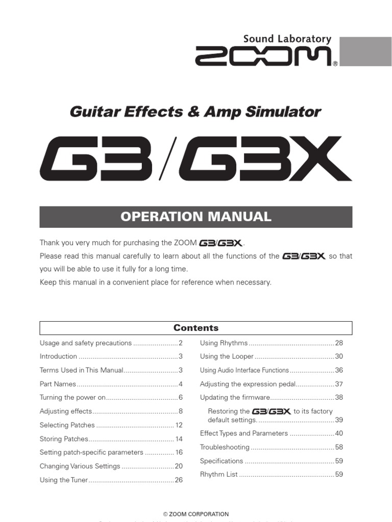 ZOOM G3/G3X manual Electricity Electronics