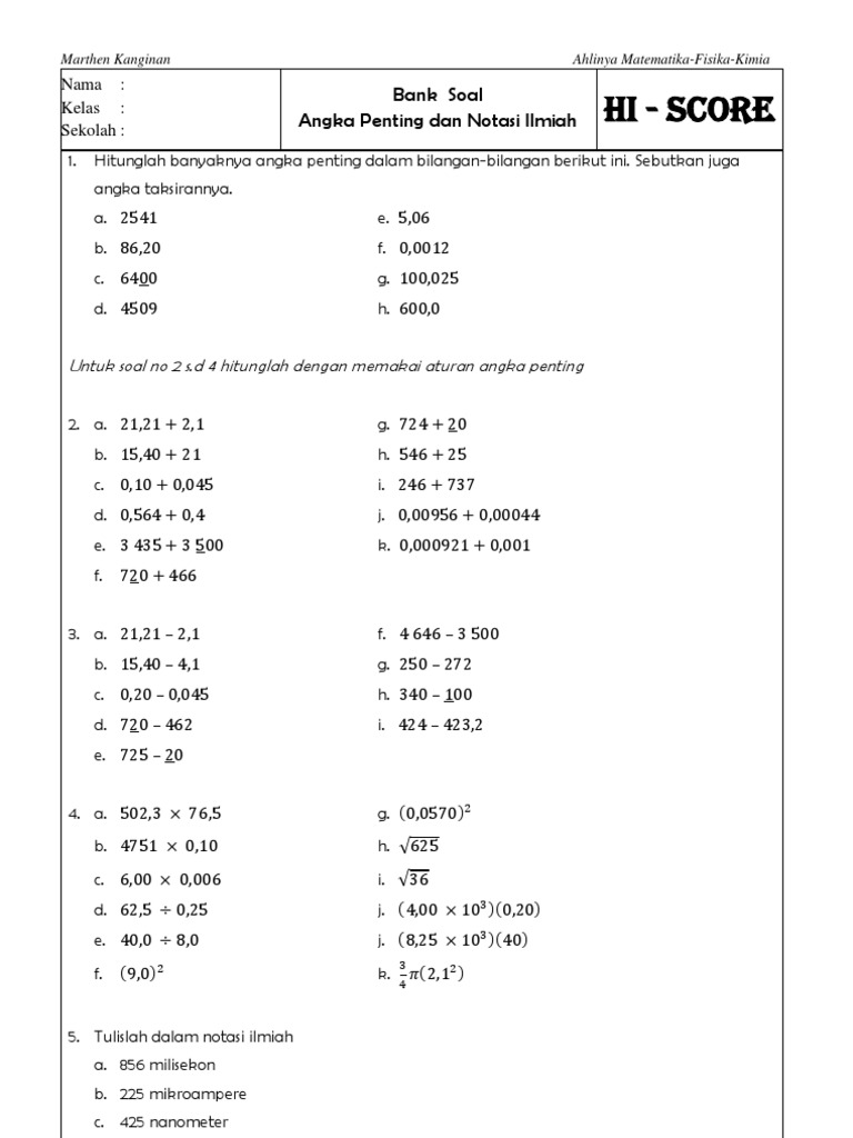 Angka Penting Dan Notasi Ilmiah Mandiri Docx